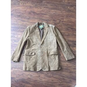 Cabelas Mens Moody Creek Blazer Suede Leather Brown Western Jacket 44 Regular